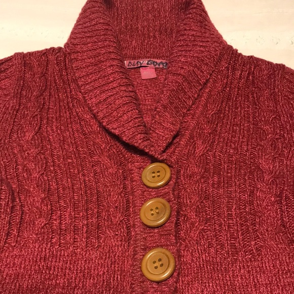 Girls Takeout Raspberry Button Down Sweater - Picture 2 of 6